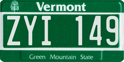 VT license plate ZYI149