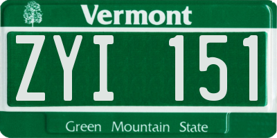 VT license plate ZYI151
