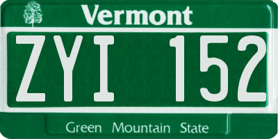 VT license plate ZYI152