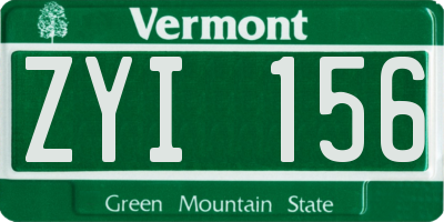 VT license plate ZYI156