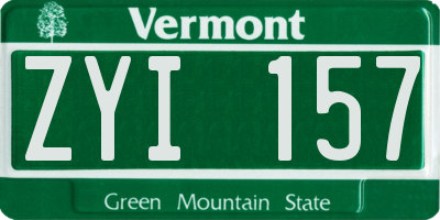 VT license plate ZYI157