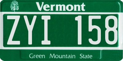 VT license plate ZYI158
