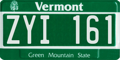 VT license plate ZYI161