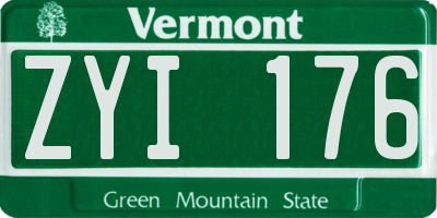 VT license plate ZYI176