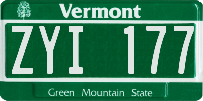 VT license plate ZYI177