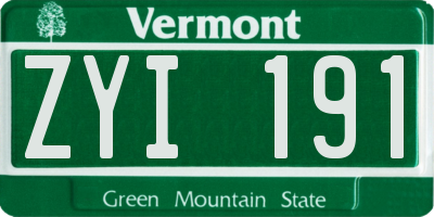VT license plate ZYI191