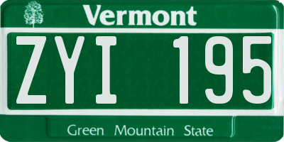 VT license plate ZYI195