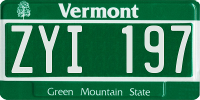 VT license plate ZYI197