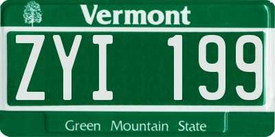 VT license plate ZYI199