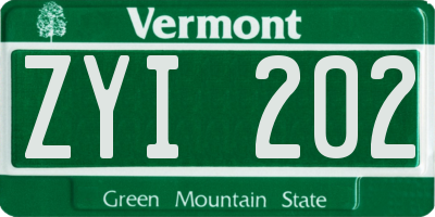 VT license plate ZYI202