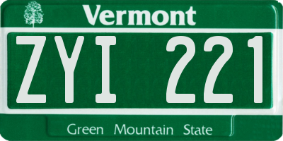 VT license plate ZYI221