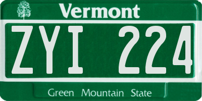 VT license plate ZYI224