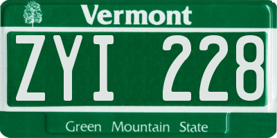 VT license plate ZYI228