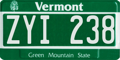 VT license plate ZYI238