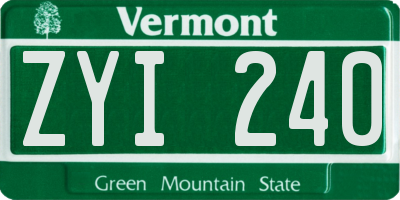 VT license plate ZYI240