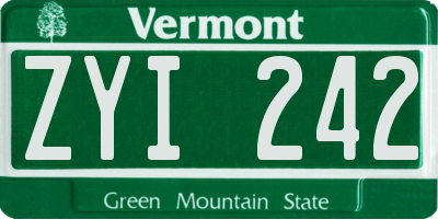 VT license plate ZYI242