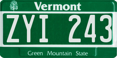 VT license plate ZYI243