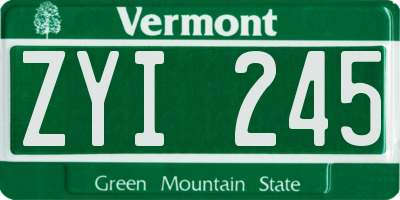 VT license plate ZYI245