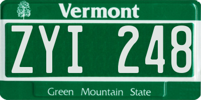 VT license plate ZYI248