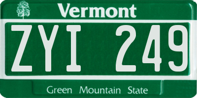 VT license plate ZYI249