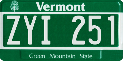 VT license plate ZYI251