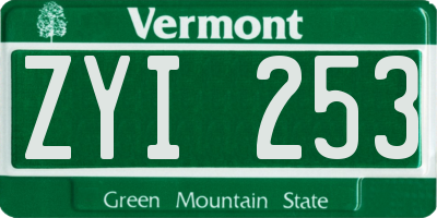 VT license plate ZYI253