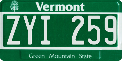 VT license plate ZYI259