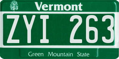 VT license plate ZYI263