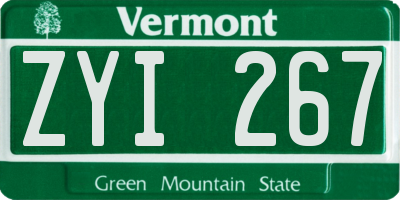 VT license plate ZYI267