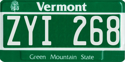 VT license plate ZYI268