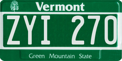 VT license plate ZYI270