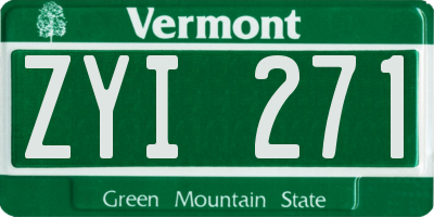 VT license plate ZYI271