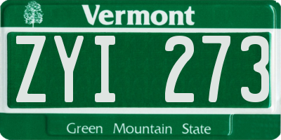VT license plate ZYI273
