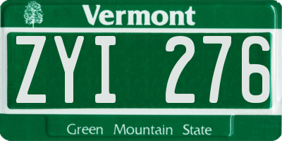VT license plate ZYI276
