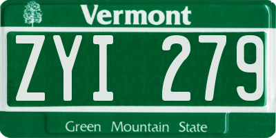 VT license plate ZYI279