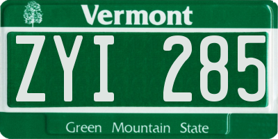 VT license plate ZYI285