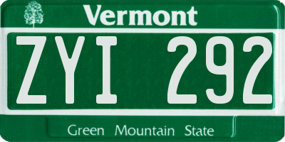 VT license plate ZYI292