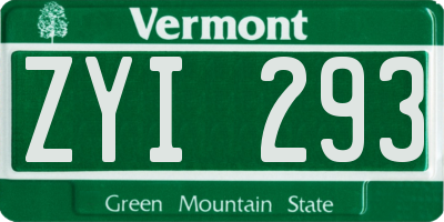 VT license plate ZYI293