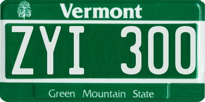 VT license plate ZYI300