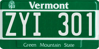 VT license plate ZYI301