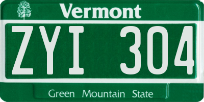 VT license plate ZYI304