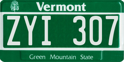 VT license plate ZYI307