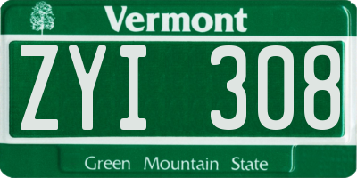 VT license plate ZYI308