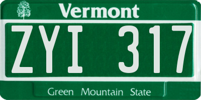 VT license plate ZYI317
