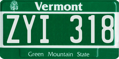 VT license plate ZYI318