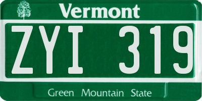 VT license plate ZYI319