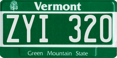 VT license plate ZYI320