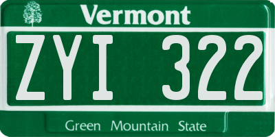 VT license plate ZYI322