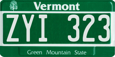 VT license plate ZYI323