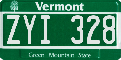 VT license plate ZYI328